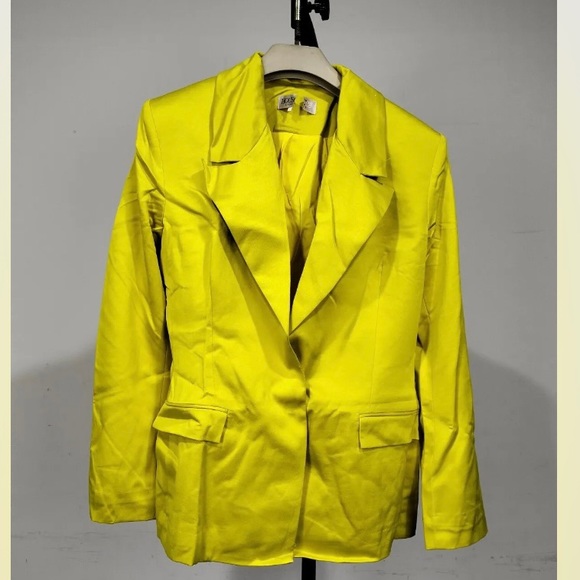 NO OFFERS: New NWOT HOCB Fionella Chartreuse Jacket Large - Picture 7 of 8